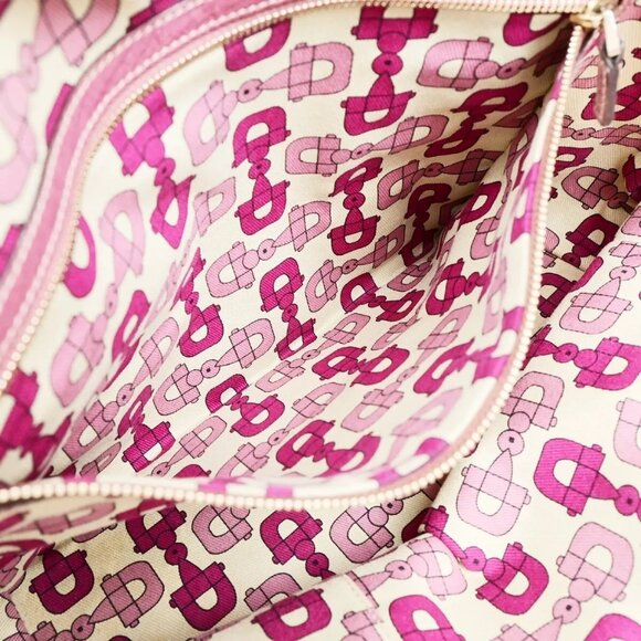 GUCCI Logo GG Pattern Shoulder Tote Bag Canvas Leather Brown Pink Italy - Picture 16 of 16